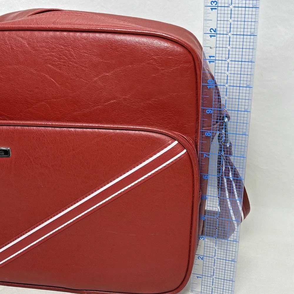 Vintage Red White Striped Samsonite Profile Luggage Vinyl Shoulder Bag Concord